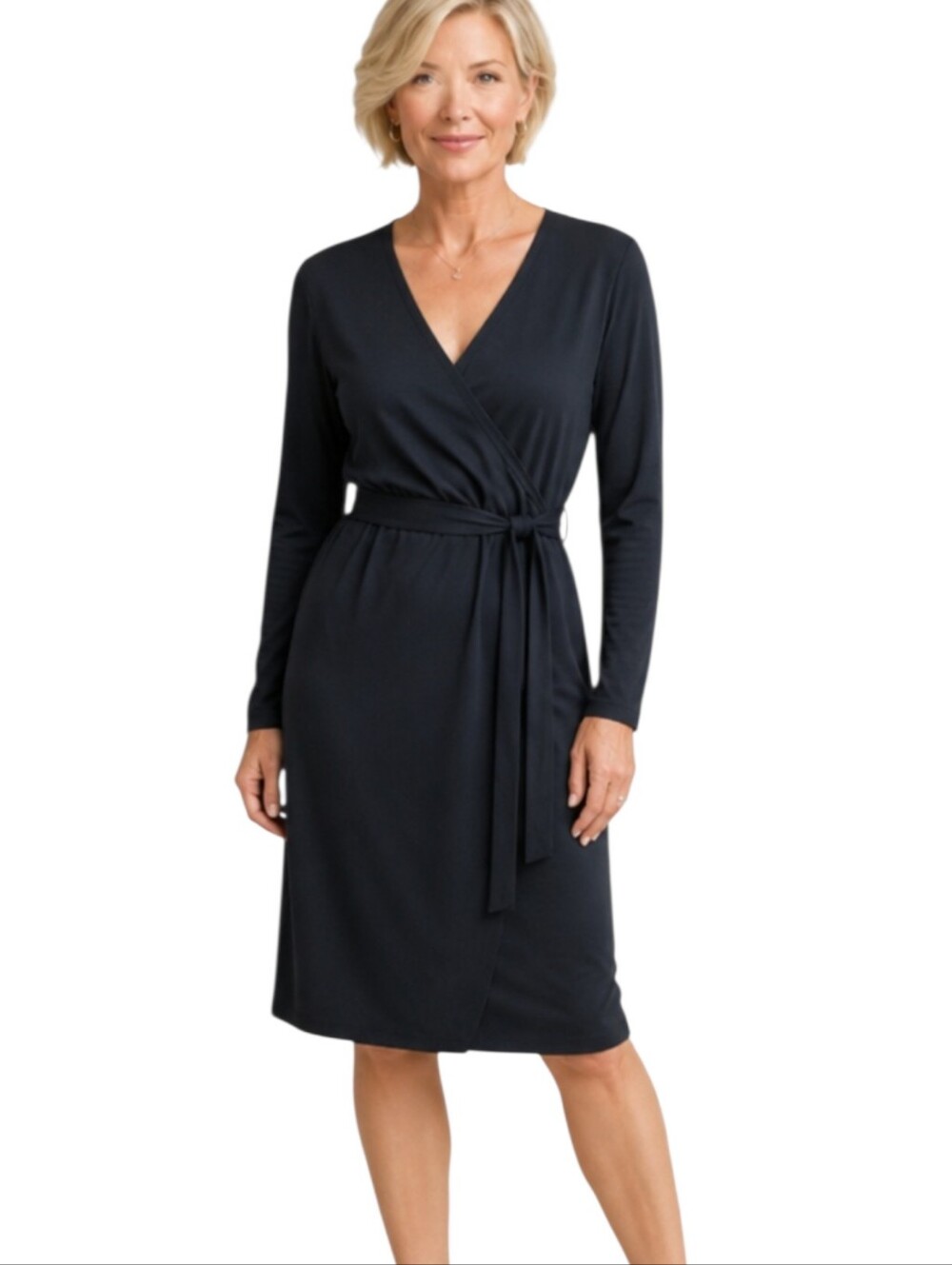 Lennie for Nina Leonard Black Wrap Dress Size Medium